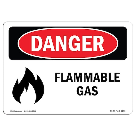 Signmission OSHA Danger Sign, 10" Height, 14" Width, Rigid Plastic, Flammable Gas, Landscape, 1014-L-1233 OS-DS-P-1014-L-1233
